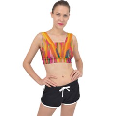 Background Abstract Colorful V-back Sports Bra by Nexatart