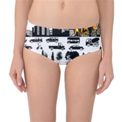 Good Morning, City Mid-waist Bikini Bottoms by FunnyCow