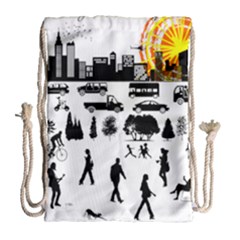 Good Morning, City Drawstring Bag (large) by FunnyCow