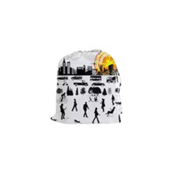 Good Morning, City Drawstring Pouches (xs)  by FunnyCow