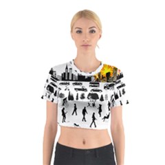 Good Morning, City Cotton Crop Top by FunnyCow