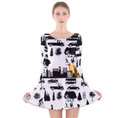 Good Morning, City Long Sleeve Velvet Skater Dress by FunnyCow