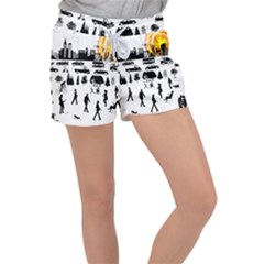 Good Morning, City Women s Velour Lounge Shorts by FunnyCow