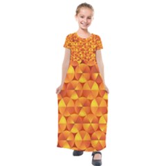 Background Triangle Circle Abstract Kids  Short Sleeve Maxi Dress by Nexatart