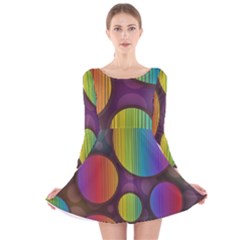 Background Colorful Abstract Circle Long Sleeve Velvet Skater Dress by Nexatart