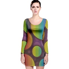 Background Colorful Abstract Circle Long Sleeve Velvet Bodycon Dress by Nexatart