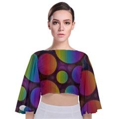 Background Colorful Abstract Circle Tie Back Butterfly Sleeve Chiffon Top by Nexatart