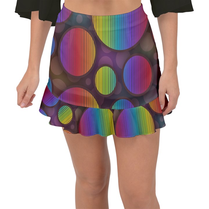 Background Colorful Abstract Circle Fishtail Mini Chiffon Skirt