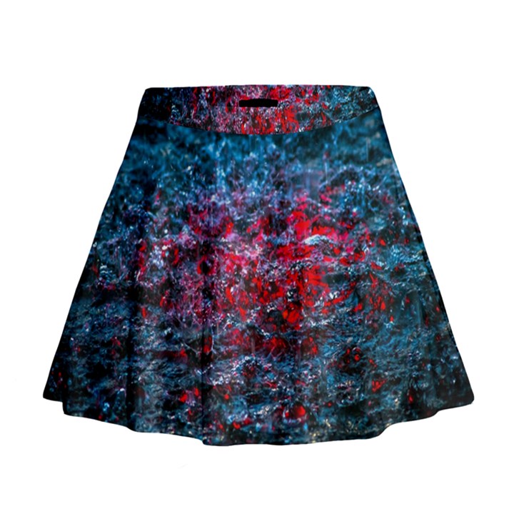 Water Color Red Mini Flare Skirt