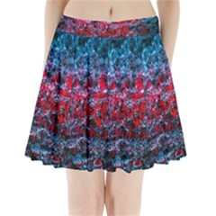 Water Color Red Pleated Mini Skirt by FunnyCow