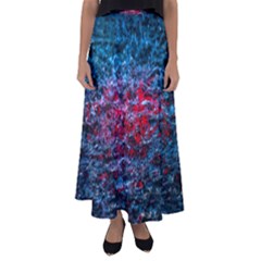 Water Color Red Flared Maxi Skirt by FunnyCow