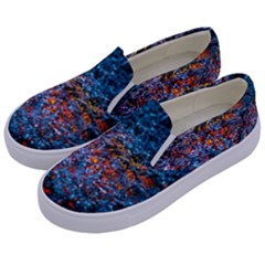 Water Color Orange Kids  Canvas Slip Ons by FunnyCow