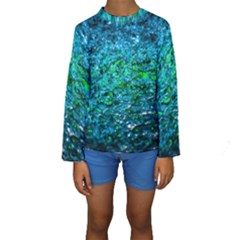 Water Color Green Kids  Long Sleeve Swimwear by FunnyCow