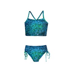 Water Color Green Girls  Tankini Swimsuit