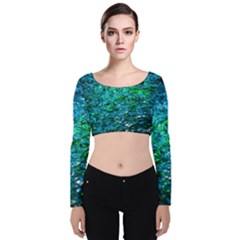 Water Color Green Velvet Crop Top