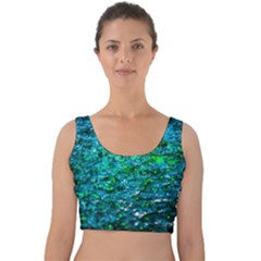 Water Color Green Velvet Crop Top