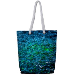 Water Color Green Full Print Rope Handle Tote (small)