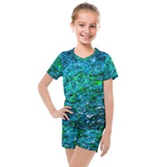 Water Color Green Kids  Mesh Tee And Shorts Set