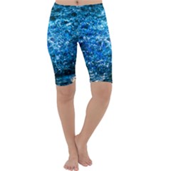 Water Color Blue Cropped Leggings  by FunnyCow