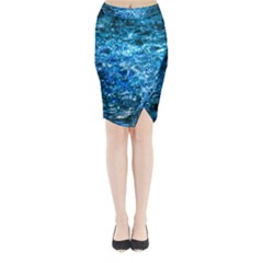 Water Color Blue Midi Wrap Pencil Skirt by FunnyCow