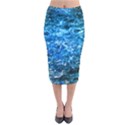 Water Color Blue Velvet Midi Pencil Skirt View1