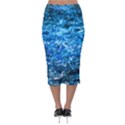 Water Color Blue Velvet Midi Pencil Skirt View2