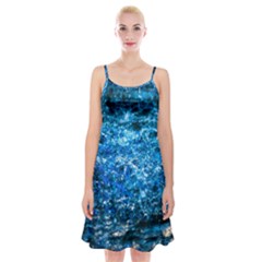 Water Color Blue Spaghetti Strap Velvet Dress by FunnyCow