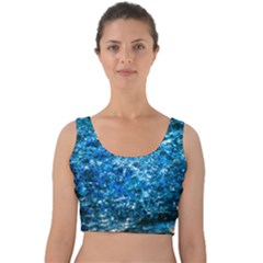 Water Color Blue Velvet Crop Top