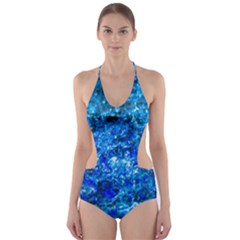 Water Color Navy Blue Cut-out One Piece Swimsuit by FunnyCow