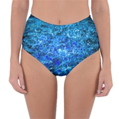 Water Color Navy Blue Reversible High-waist Bikini Bottoms by FunnyCow