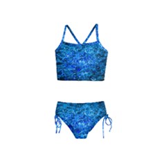 Water Color Navy Blue Girls  Tankini Swimsuit