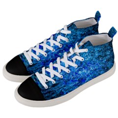 Water Color Navy Blue Men s Mid-top Canvas Sneakers by FunnyCow