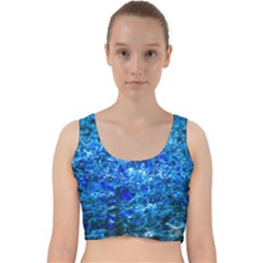 Water Color Navy Blue Velvet Racer Back Crop Top