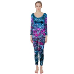 Water Color Violet Long Sleeve Catsuit by FunnyCow