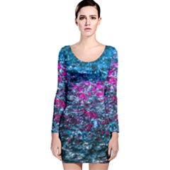 Water Color Violet Long Sleeve Velvet Bodycon Dress by FunnyCow