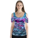 Water Color Violet Butterfly Sleeve Cutout Tee  View1