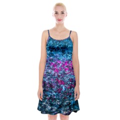 Water Color Violet Spaghetti Strap Velvet Dress by FunnyCow