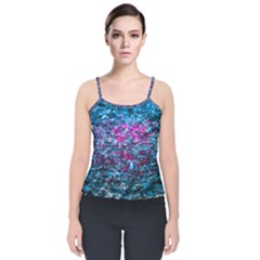 Water Color Violet Velvet Spaghetti Strap Top