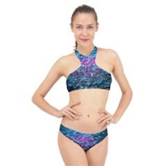 Water Color Violet High Neck Bikini Set by FunnyCow