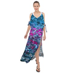 Water Color Violet Maxi Chiffon Cover Up Dress