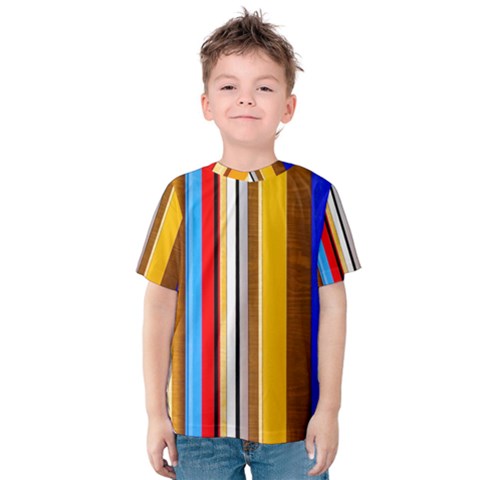 Colorful Stripes Kids  Cotton Tee by FunnyCow