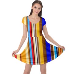 Colorful Stripes Cap Sleeve Dress by FunnyCow