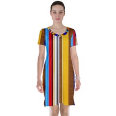 Colorful Stripes Short Sleeve Nightdress by FunnyCow