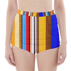 Colorful Stripes High-waisted Bikini Bottoms by FunnyCow