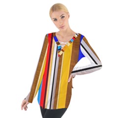 Colorful Stripes Tie Up Tee by FunnyCow