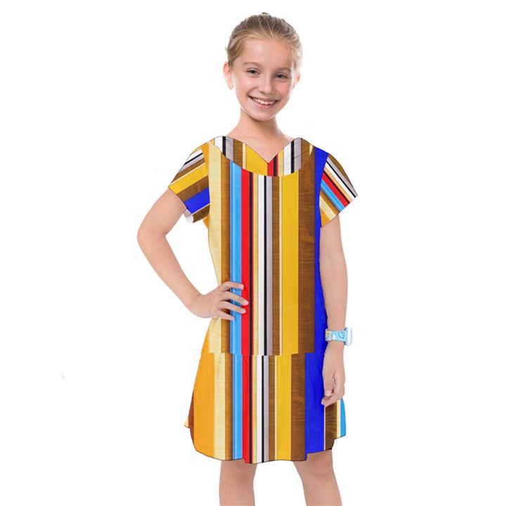 Colorful Stripes Kids  Drop Waist Dress