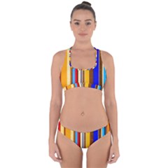 Colorful Stripes Cross Back Hipster Bikini Set by FunnyCow