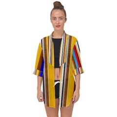 Colorful Stripes Open Front Chiffon Kimono