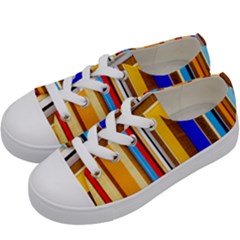 Colorful Stripes Kids  Low Top Canvas Sneakers by FunnyCow