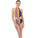 Colorful Stripes Halter Side Cut Swimsuit View1